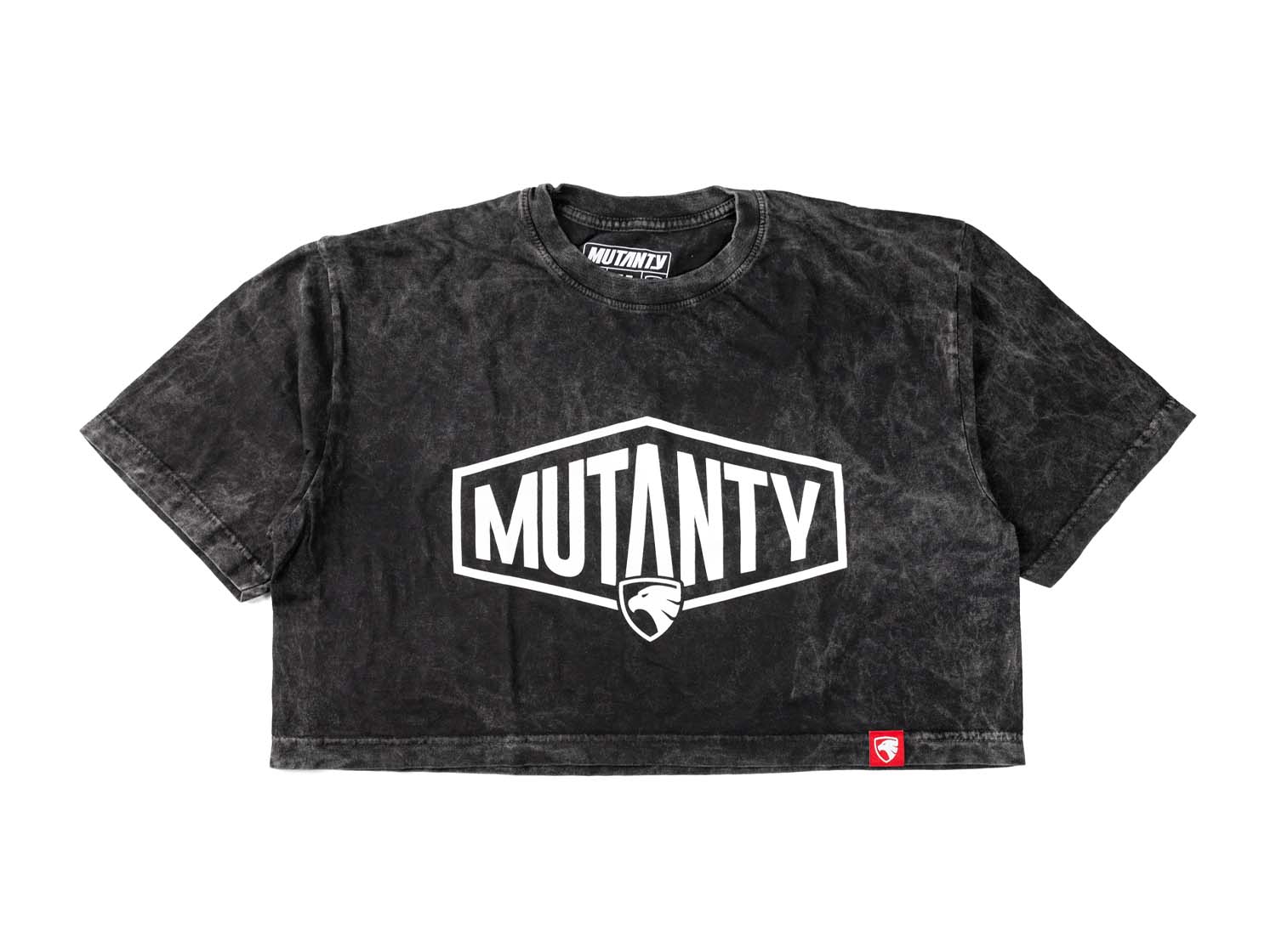 Crop Top Mujer Mutanty Simbol - Negro Acid Wash
