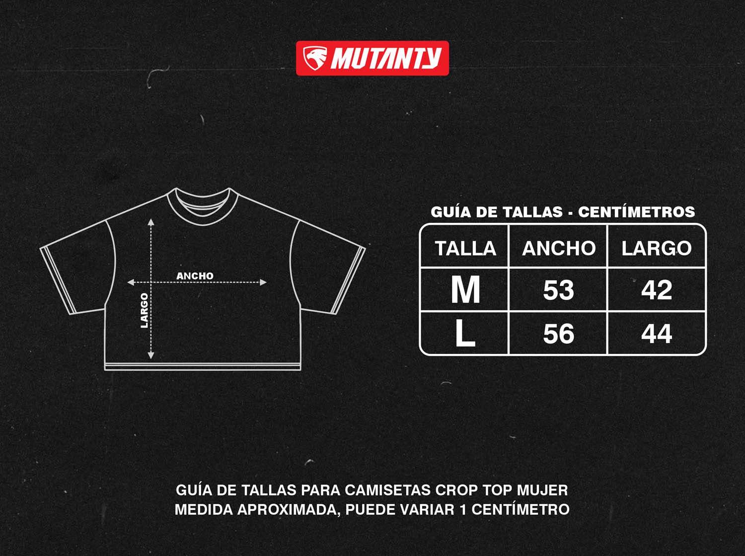 Crop Top Mujer Mutanty New Logo - Negro Acid Wash - Image 2